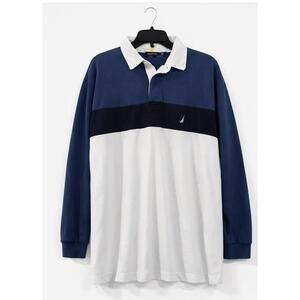 Nautica Blue White Rugby Shirt XXL